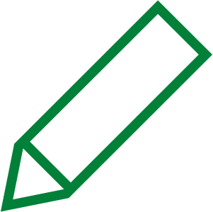 Green pencil icon with straight lines, minimal style, commonly used for editing or dealer application actions.