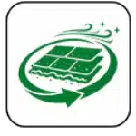 Green icon featuring four tiles and a circular arrow, representing recycled tile options.
